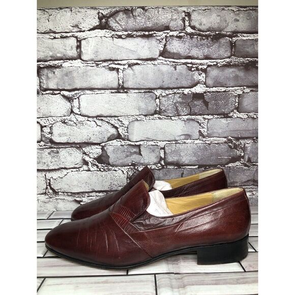 Dino Bigioni Burgundy Leather Slip On Dress Loafers Shoes Men Sz 43.5EU/10.5M US main image 15